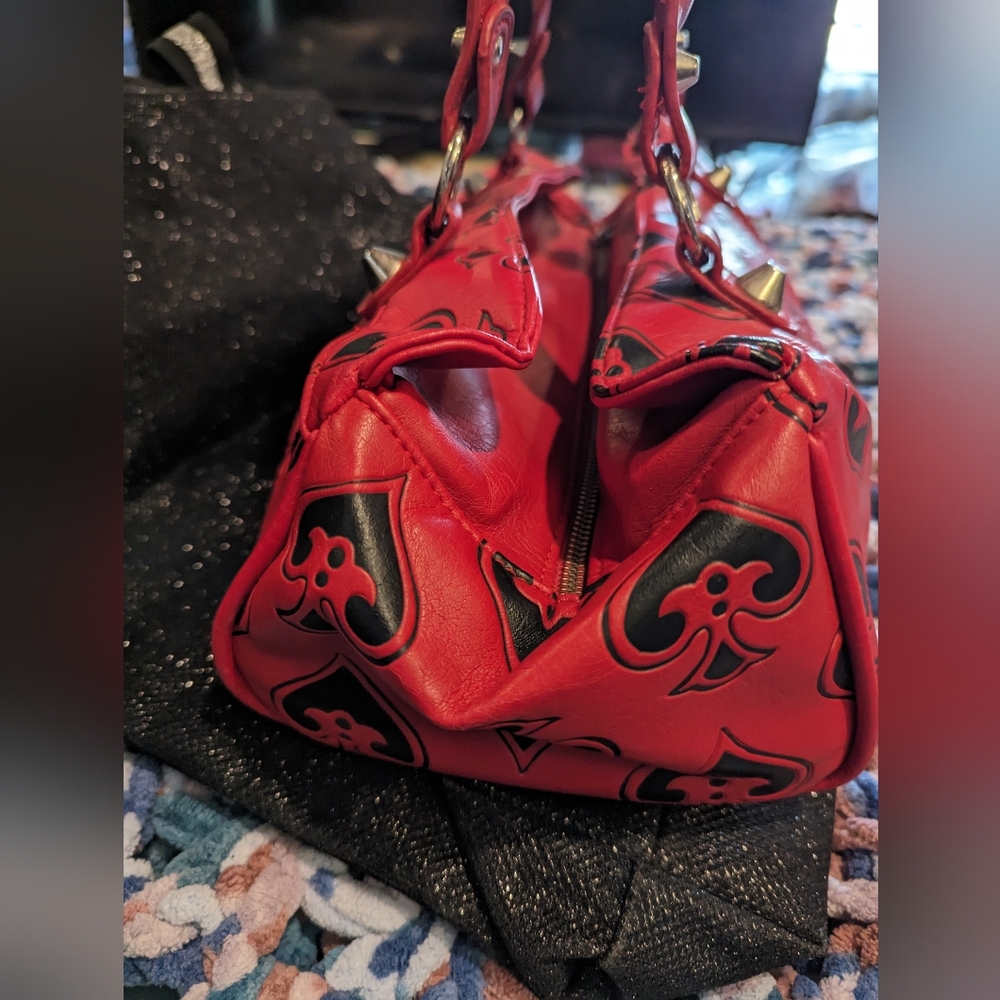 Lux Red and Black Patterned Shoulder Bag